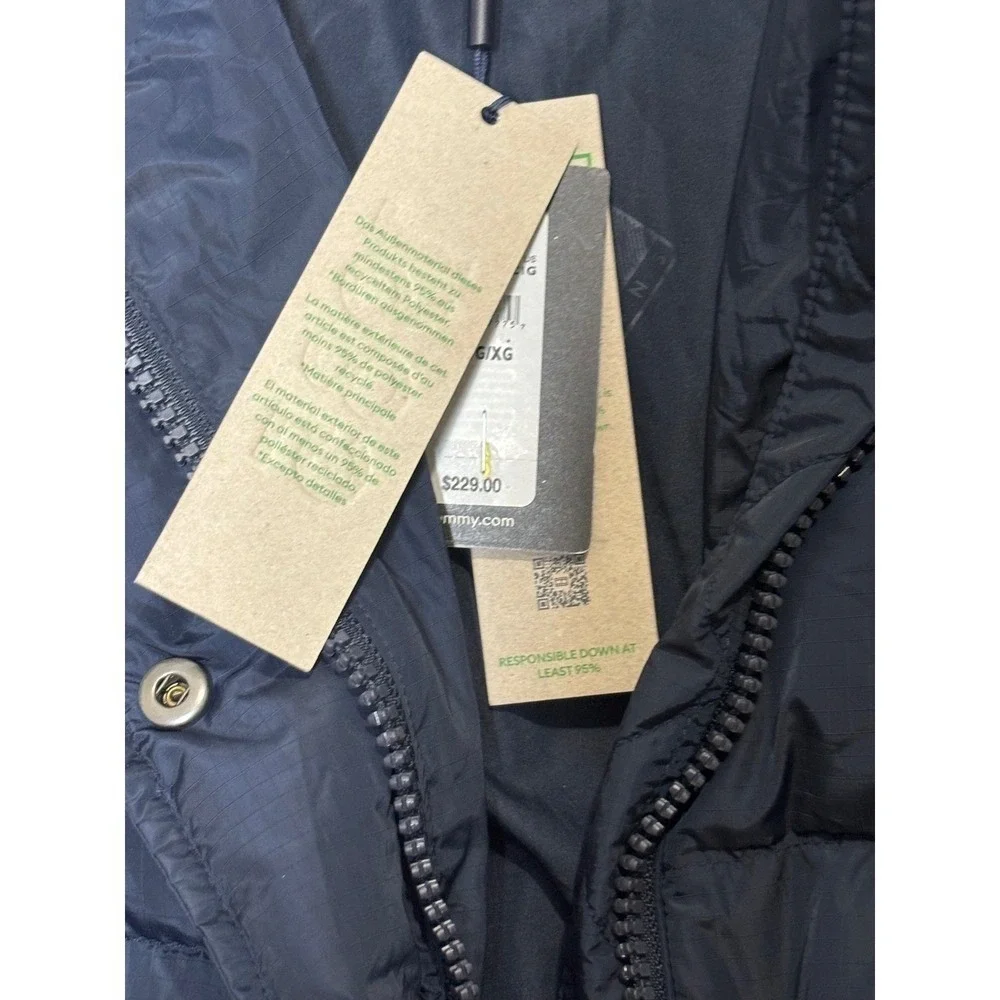 Tommy Jeans Womens Alaska Puffer Jacket Navy Blue Cropped Zip Up XL NWT